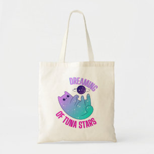Galaxy Kawaii Anim Cat mit Stars Tote Bag Tragetasche