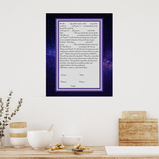 Galaxy Ketubah im kanadischen Reformtext Poster (Küche)
