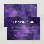 Galaxy Kids Birthday Party | Purple Space Cosmic Dankeskarte (Vorne/Hinten)