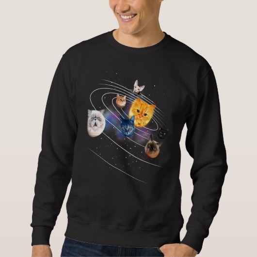 Galaxy Kitten Planets Solar Sun Earth Pluto Cat Un Sweatshirt (Vorderseite)