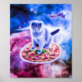 Galaxy Kitty Cat Reitpizza im Weltraum Poster (Vorne)
