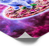 Galaxy Kitty Cat Reitpizza im Weltraum Poster (Ecke)
