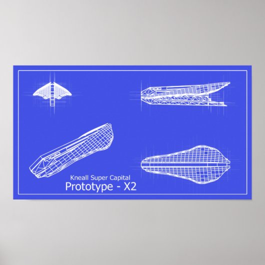 Galaxy Kneall Prototyp X-2 Blueprints-Poster Poster (Vorne)