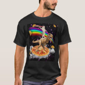 Galaxy Laser Eye Cat on Dinosaur on Pizza with Tac T-Shirt (Vorderseite)