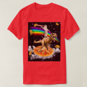 Galaxy Laser Eye Cat on Dinosaur on Pizza with Tac T-Shirt (Design vorne)