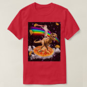 Galaxy Laser Eye Cat on Dinosaur on Pizza with Tac T-Shirt (Design vorne)
