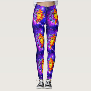 Galaxy leggings aquarel maan/zon