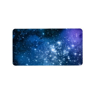 Galaxy liebt Starry Space Blue Sky White Glitzern Adressaufkleber
