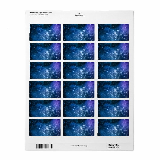 Galaxy liebt Starry Space Blue Sky White Glitzern Adressaufkleber (Vorne)