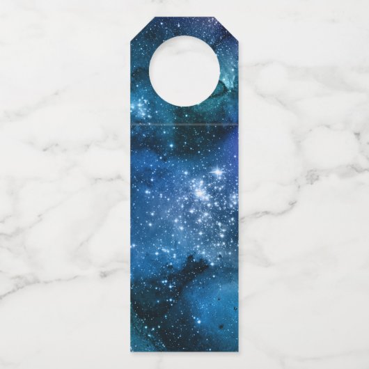 Galaxy liebt Starry Space Blue Sky White Glitzern Flaschenanhänger (Vorderseite)