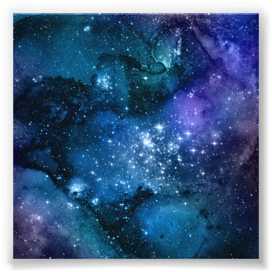 Galaxy liebt Starry Space Blue Sky White Glitzern Fotodruck (Vorne)