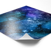 Galaxy liebt Starry Space Blue Sky White Glitzern Fotodruck (Ecke)