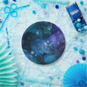 Galaxy liebt Starry Space Blue Sky White Glitzern Pappteller (Party)