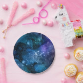 Galaxy liebt Starry Space Blue Sky White Glitzern Pappteller (Party)