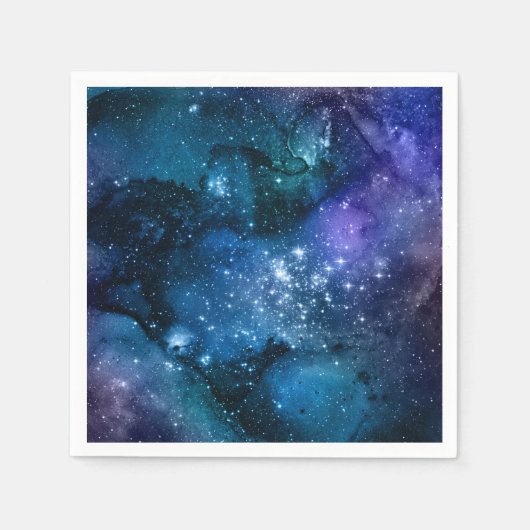 Galaxy liebt Starry Space Blue Sky White Glitzern Serviette (Vorderseite)
