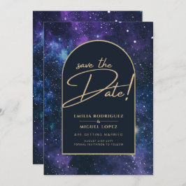 Galaxy Lila Blue Starry Night Wedding Rett Date Einladung