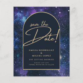 Galaxy Lila Blue Starry Night Wedding Rett Date Flyer