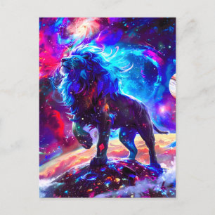 Galaxy Lion Blue Ankündigungspostkarte