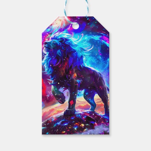 Galaxy Lion Blue Geschenkanhänger (Vorderseite)
