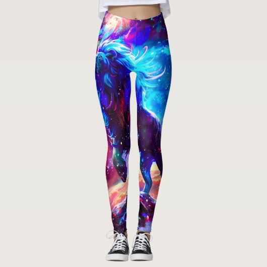 Galaxy Lion Blue Leggings (Vorderseite)