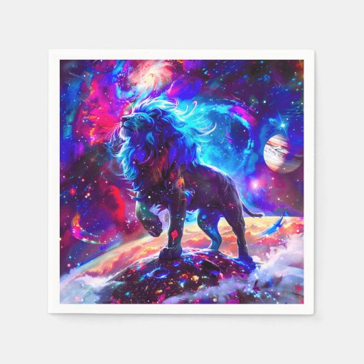 Galaxy Lion Blue Serviette (Vorderseite)