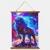Galaxy Lion Blue Wandteppich Mit Holzrahmen (Vorderseite)