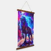 Galaxy Lion Blue Wandteppich Mit Holzrahmen (Gewinkelt)