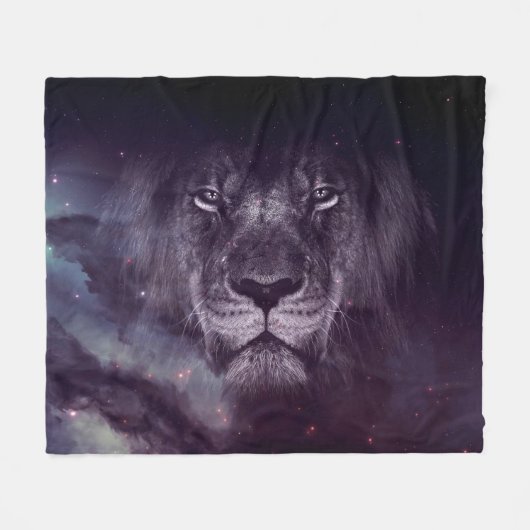 Galaxy Lion Face Art Wallpaper Fleecedecke (Vorderseite (Horizontal))