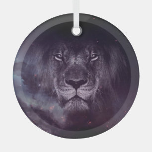 Galaxy Lion Face Art Wallpaper Ornament Aus Glas