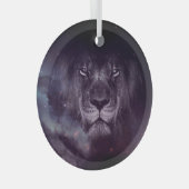 Galaxy Lion Face Art Wallpaper Ornament Aus Glas (Vorderseite Rechts)