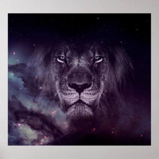 Galaxy Lion Face Art Wallpaper Poster (Vorne)