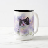 Galaxy Lovely Cat Zweifarbige Tasse (VorderseiteRechts)