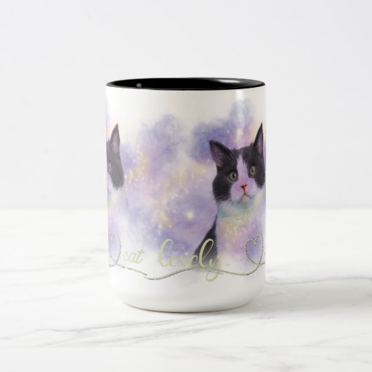 Galaxy Lovely Cat Zweifarbige Tasse (Mittel)