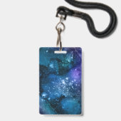 Galaxy Lovers Starry Space Blue Sky White Glitzern Ausweis (Vorderseite mit Lanyard)