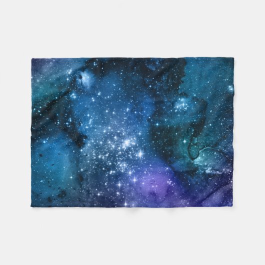 Galaxy Lovers Starry Space Blue Sky White Glitzern Fleecedecke (Vorderseite (Horizontal))