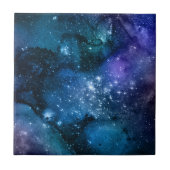 Galaxy Lovers Starry Space Blue Sky White Glitzern Fliese (Vorderseite)
