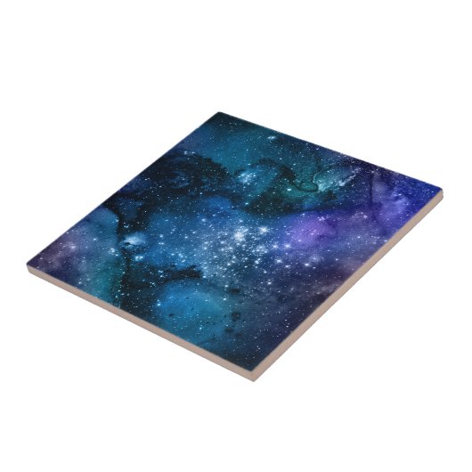 Galaxy Lovers Starry Space Blue Sky White Glitzern Fliese (Seite)
