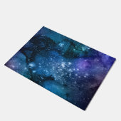 Galaxy Lovers Starry Space Blue Sky White Glitzern Fußmatte (Schrägansicht)