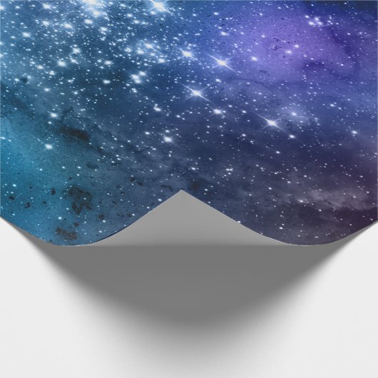 Galaxy Lovers Starry Space Blue Sky White Glitzern Geschenkpapier (Ecke)
