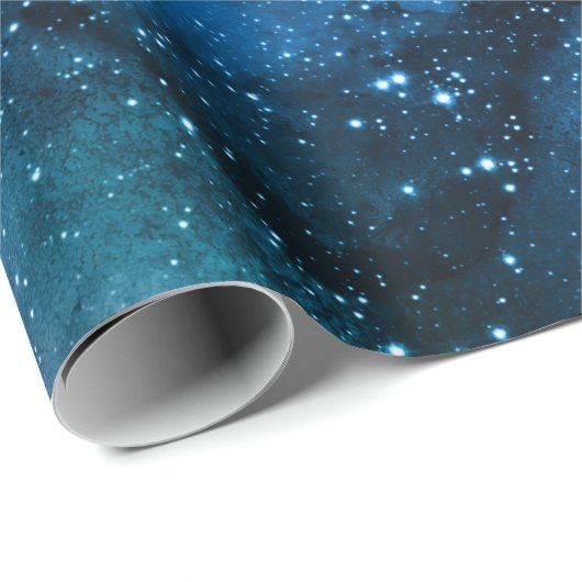 Galaxy Lovers Starry Space Blue Sky White Glitzern Geschenkpapier (Rolleneckpunkt)
