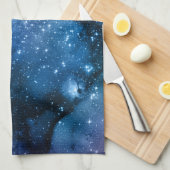 Galaxy Lovers Starry Space Blue Sky White Glitzern Geschirrtuch (Viertel Falte)