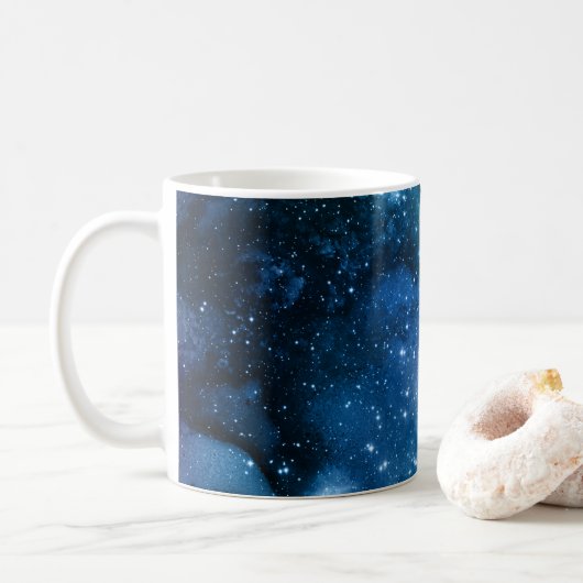 Galaxy Lovers Starry Space Blue Sky White Glitzern Kaffeetasse (Mit Donut)