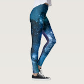 Galaxy Lovers Starry Space Blue Sky White Glitzern Leggings (Rechts)