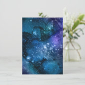 Galaxy Lovers Starry Space Blue Sky White Glitzern Menükarte (Stehend Vorderseite)