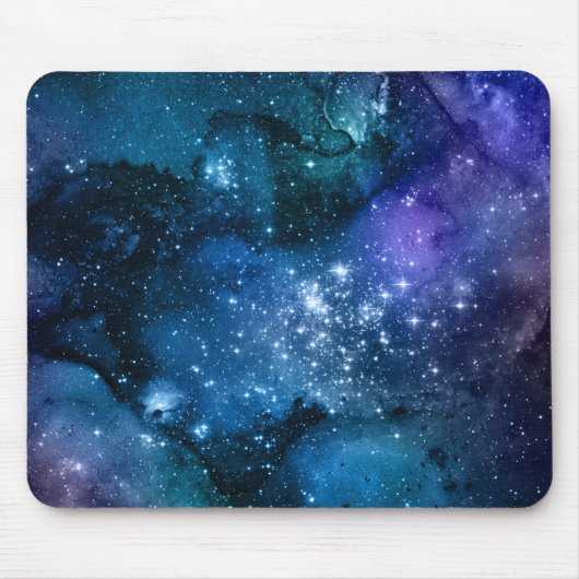 Galaxy Lovers Starry Space Blue Sky White Glitzern Mousepad (Vorne)