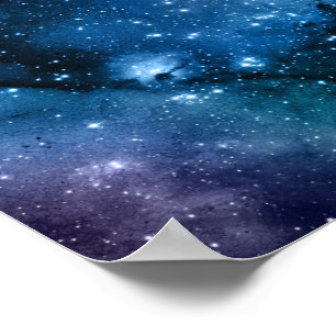 Galaxy Lovers Starry Space Blue Sky White Glitzern Poster