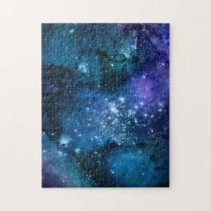 Galaxy Lovers Starry Space Blue Sky White Glitzern Puzzle