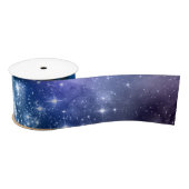 Galaxy Lovers Starry Space Blue Sky White Glitzern Satinband (Spule)