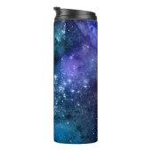 Galaxy Lovers Starry Space Blue Sky White Glitzern Thermosbecher (Nach rechts gedreht)