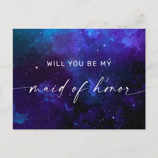 Galaxy Maid of Honor Ask. Celestial Space Proposal Postkarte (Vorderseite)